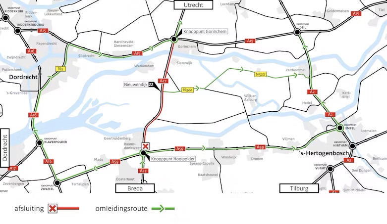 Let op: verkeershinder A27